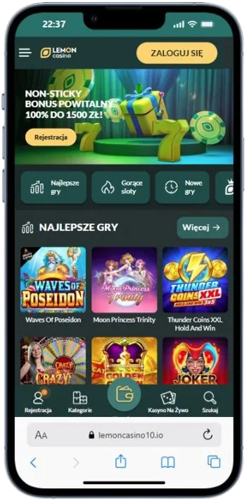 Lemon Casino - wygląd na telefonie